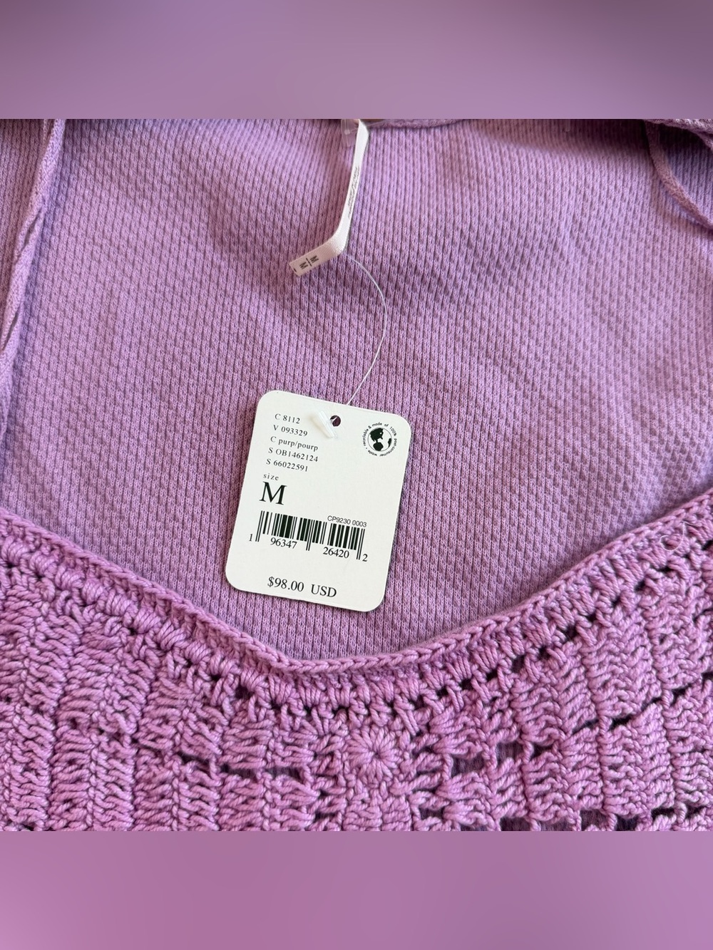 Free people butterfly dreams purple Knit Panel Long Sleeve top - Picture 3 of 5